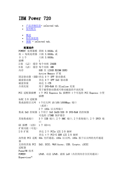 IBM Power 720 参数