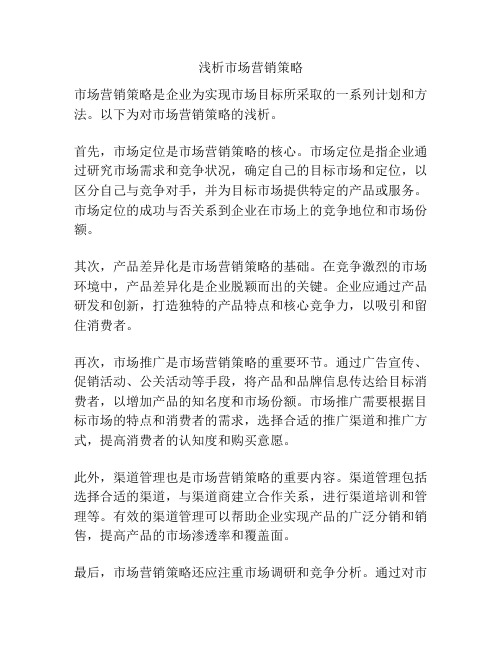 浅析市场营销策略