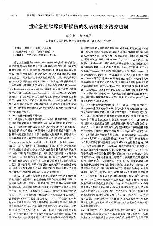 重症急性胰腺炎肝损伤的发病机制及治疗进展