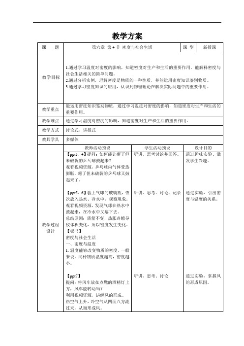 密度与社会生活+精品教案