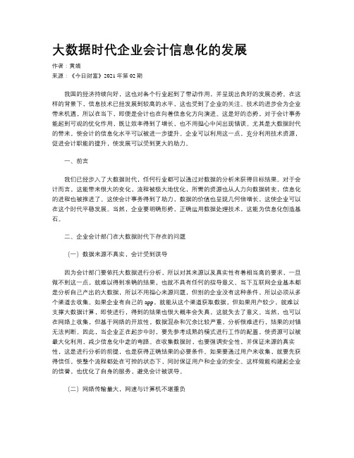 大数据时代企业会计信息化的发展