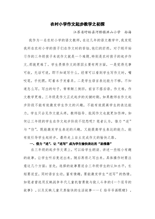农村小学作文起步教学之初探