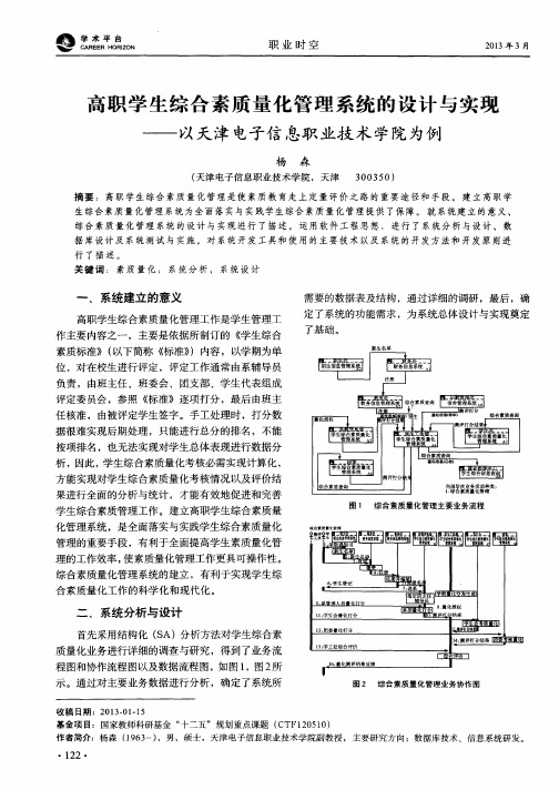 高职学生综合素质量化管理系统的设计与实现——以天津电子信息职业技术学院为例