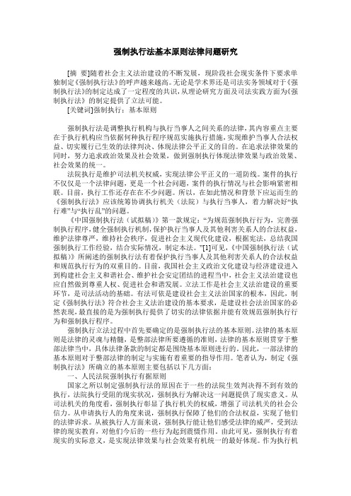 强制执行法基本原则法律问题研究