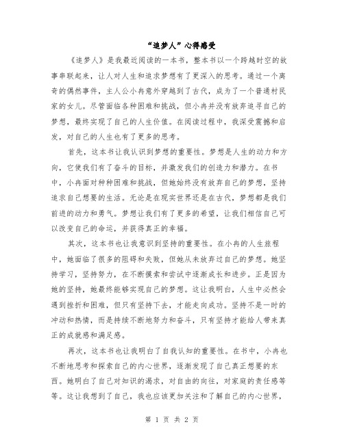 “追梦人”心得感受