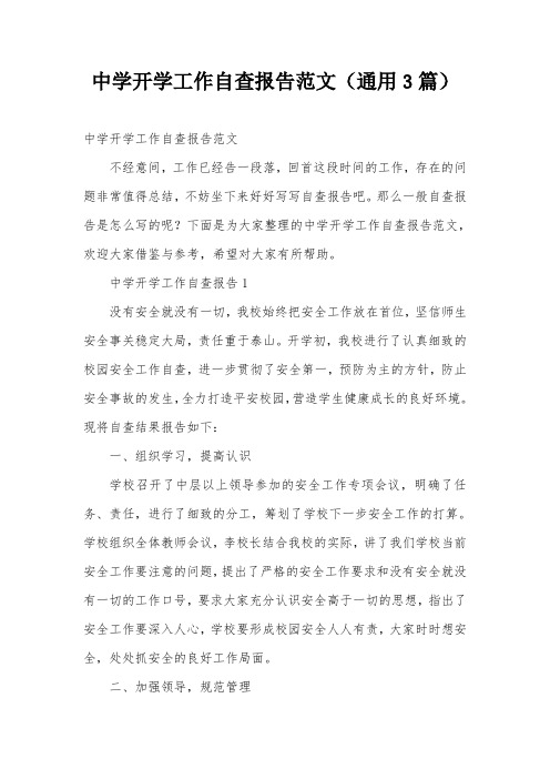 中学开学工作自查报告范文(通用3篇)