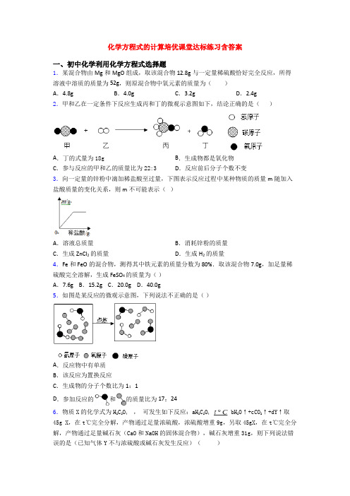 化学方程式的计算培优课堂达标练习含答案