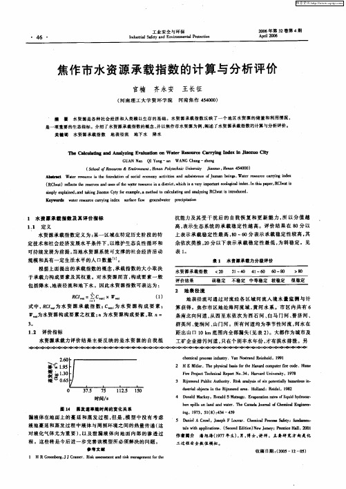 焦作市水资源承载指数的计算与分析评价