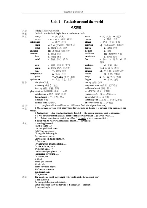 人教版高中英语必修3人教版必修三Unit1Festivals around the world教案Period 1 Warming up and Reading