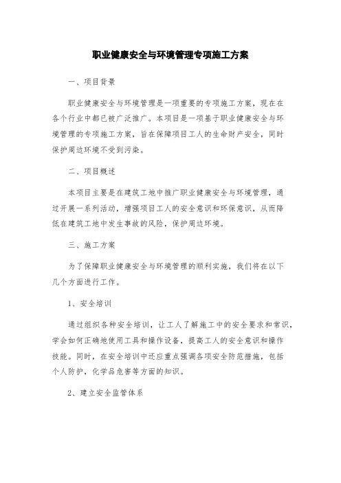 职业健康安全与环境管理专项施工方案