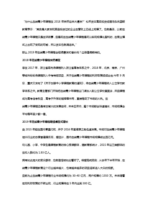 2020年少儿编程行业还是蓝海吗？