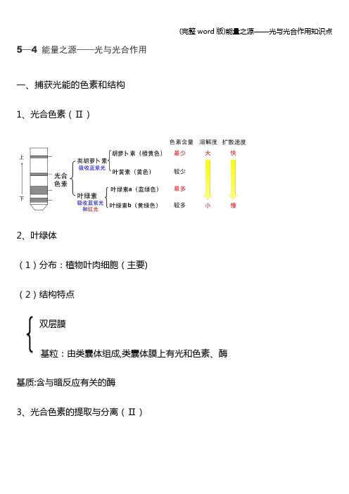 (完整word版)能量之源——光与光合作用知识点