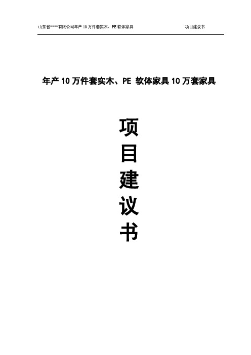 年产10万件套实木、pe 软体家具10万套家具项目可行性研究报告