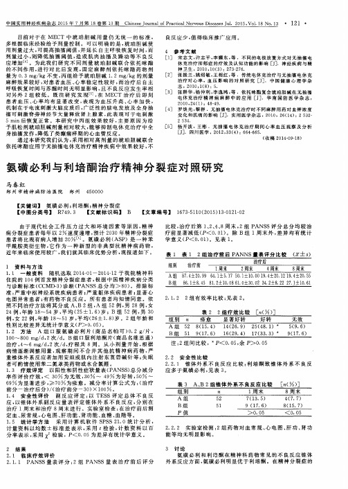 氨磺必利与利培酮治疗精神分裂症对照研究