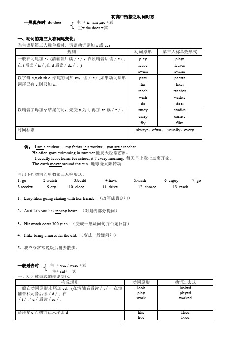 初高中衔接之时态1