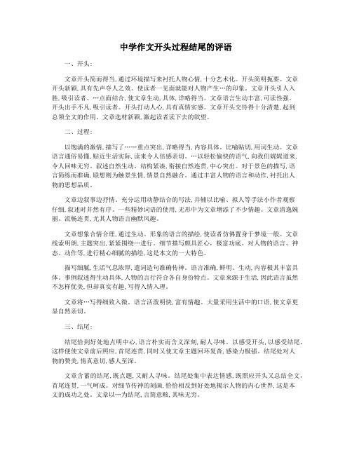 中学作文开头过程结尾的评语