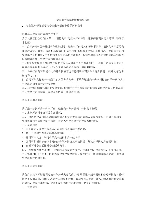 安全生产规章制度和劳动纪律安全生产