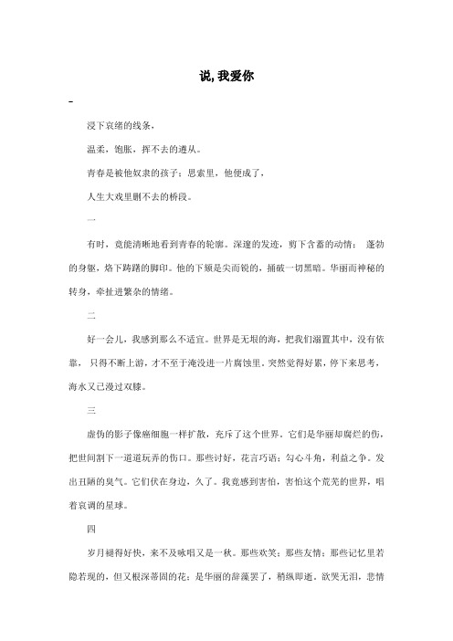 说,我爱你_初中初二作文2500字