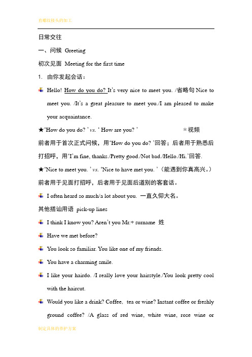 日常交往-见面问候英语用语