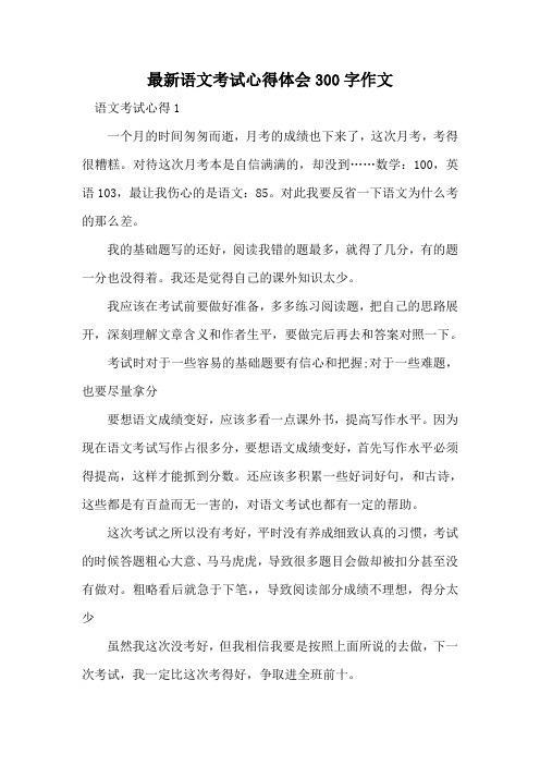 最新语文考试心得体会300字作文
