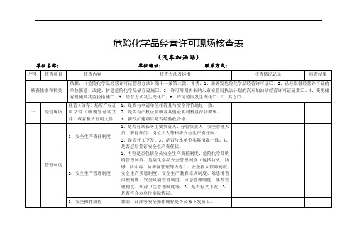 危险化学品经营许可现场核查表