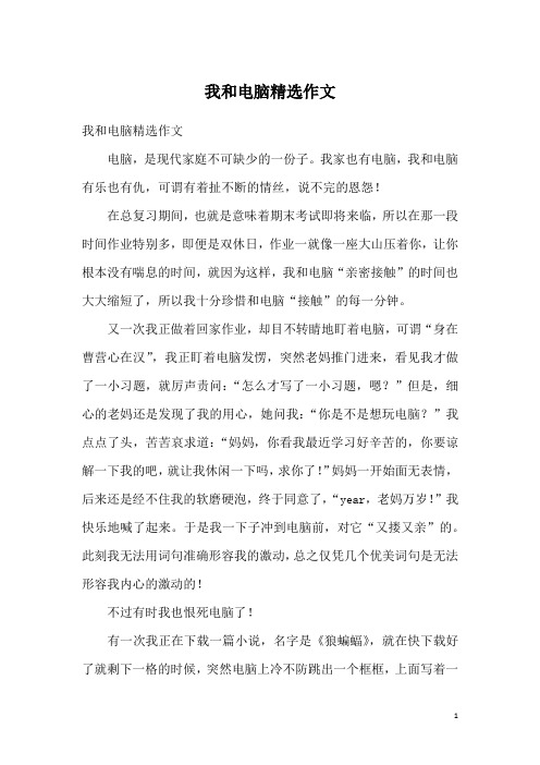 我和电脑精选作文