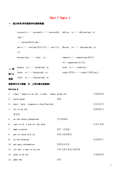 八年级英语下册Unit7Topic1We’repreparingforafoodfestival讲义(新版)仁爱版