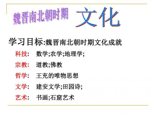 高三历史最新课件-魏晋南北朝文化 精品