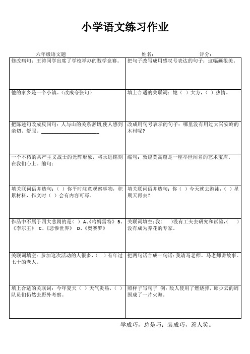 小学六年级语文自学自评III (25)