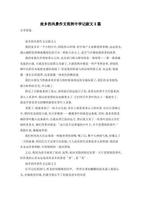 故乡的风景作文范例中学记叙文5篇