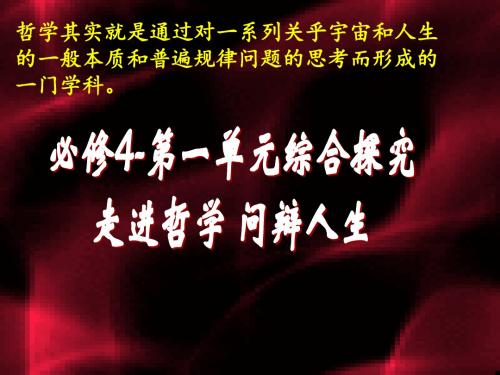必修4-第一单元综合探究 走进哲学 问辩人生