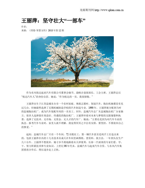 王丽萍：坚守壮大“一部车”