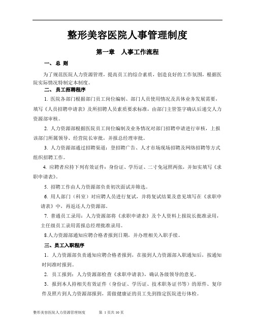 整形美容医院行政人事管理制度