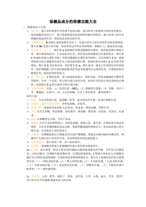 保健品成分的保健功能大全