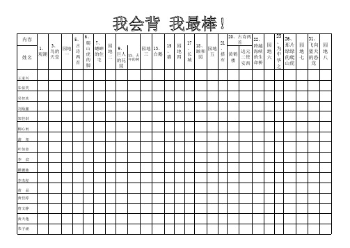 四年级语文背书表