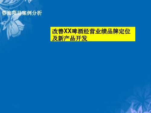 改善某啤酒经营业绩品牌定位与新产品开发(doc 41页)