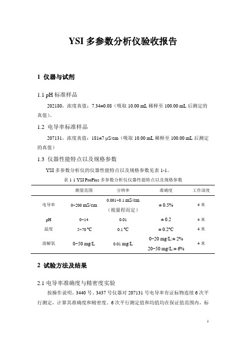 YSI多参数分析仪验收报告