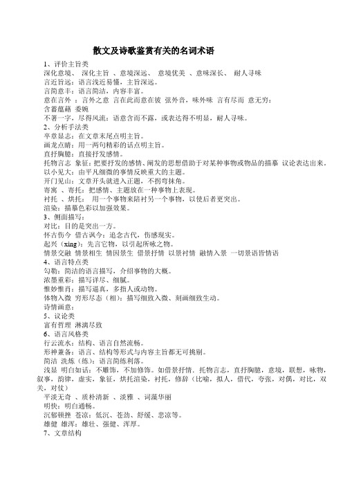 散文和诗歌鉴赏有关的名词术语