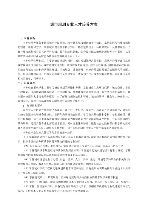 城市规划专业人才培养方案