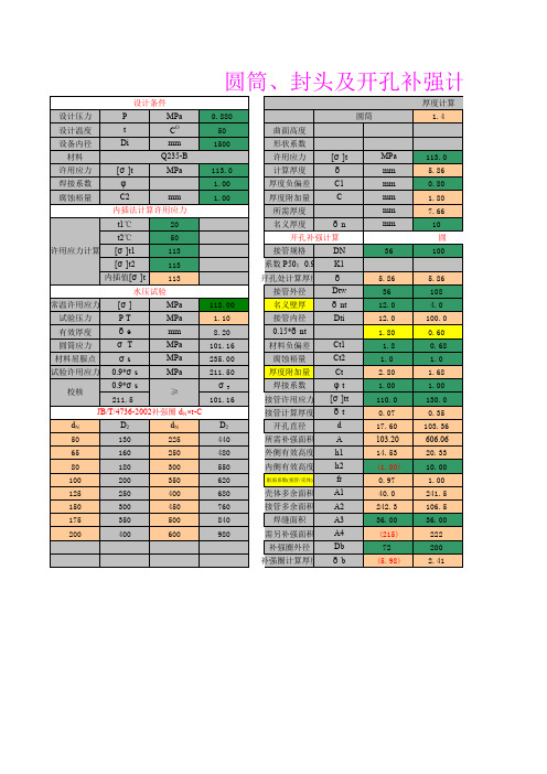 圆筒、封头及开孔补强计算