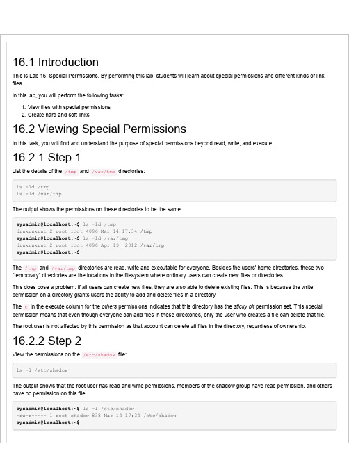 NDG Linux Essentials - Lab 16_ Special Permissions, Links and File Locations