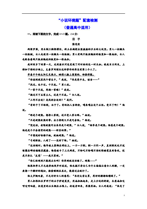 高考语文一轮复习：配套检测“小说环境题”配套检测  (普通高中适用)