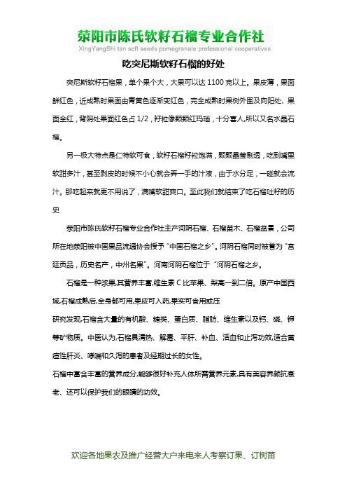 吃突尼斯软籽石榴的好处