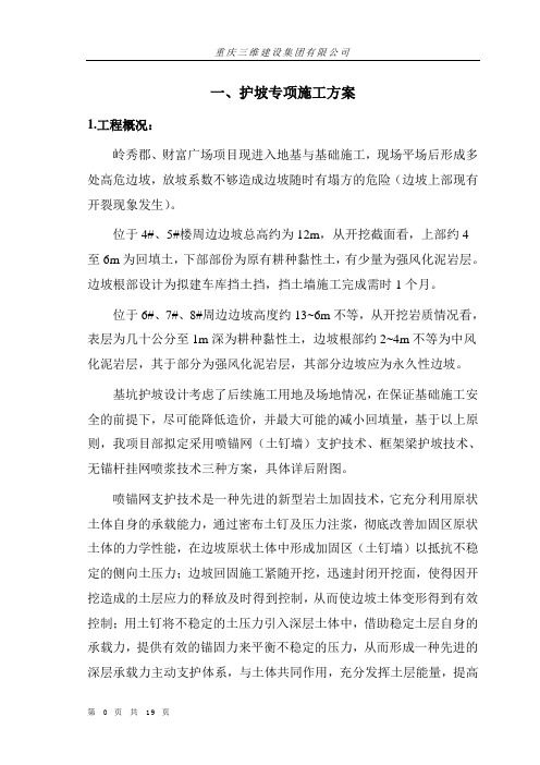 岭秀郡财富广场基坑护坡(喷锚网支护)施工方案(武胜)审