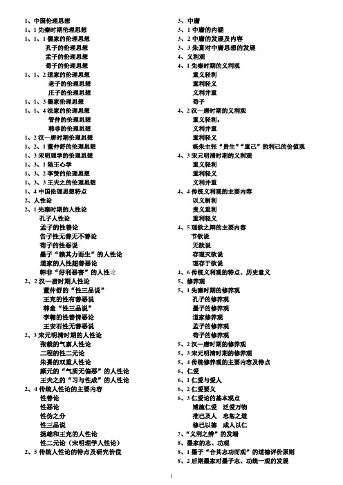 中国伦理思想史笔记试题版