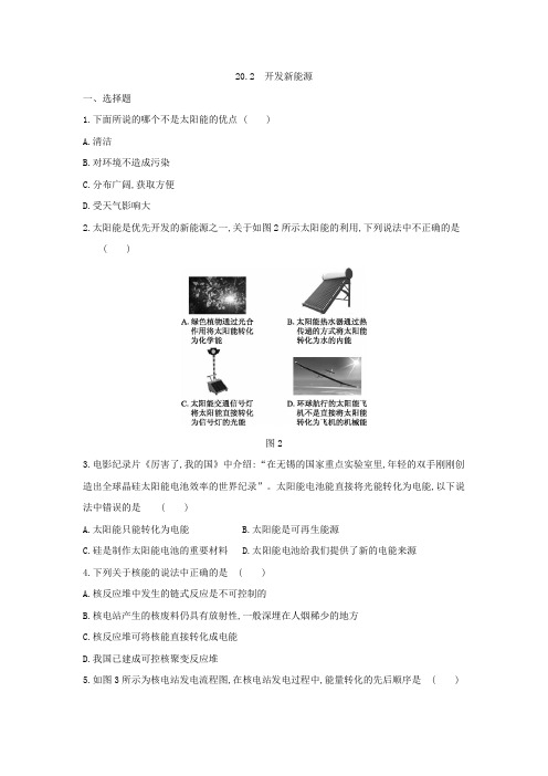 沪粤版九年级物理下册同步练习：20.2 开发新能源
