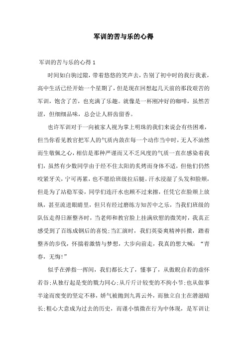 军训的苦与乐的心得