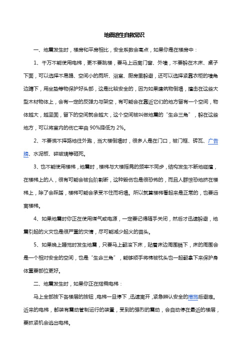 地震逃生自救常识