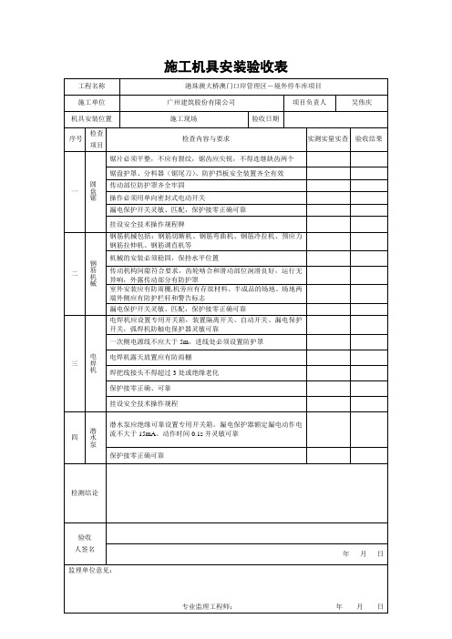 施工机具安装验收表