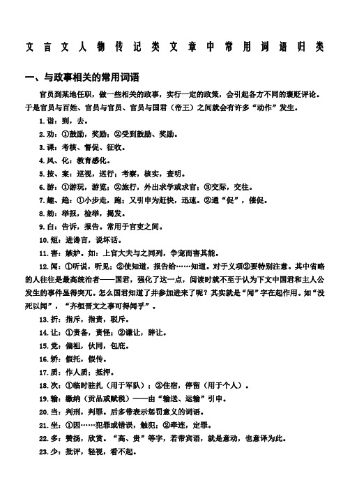 文言文人物传记中常用词语归类